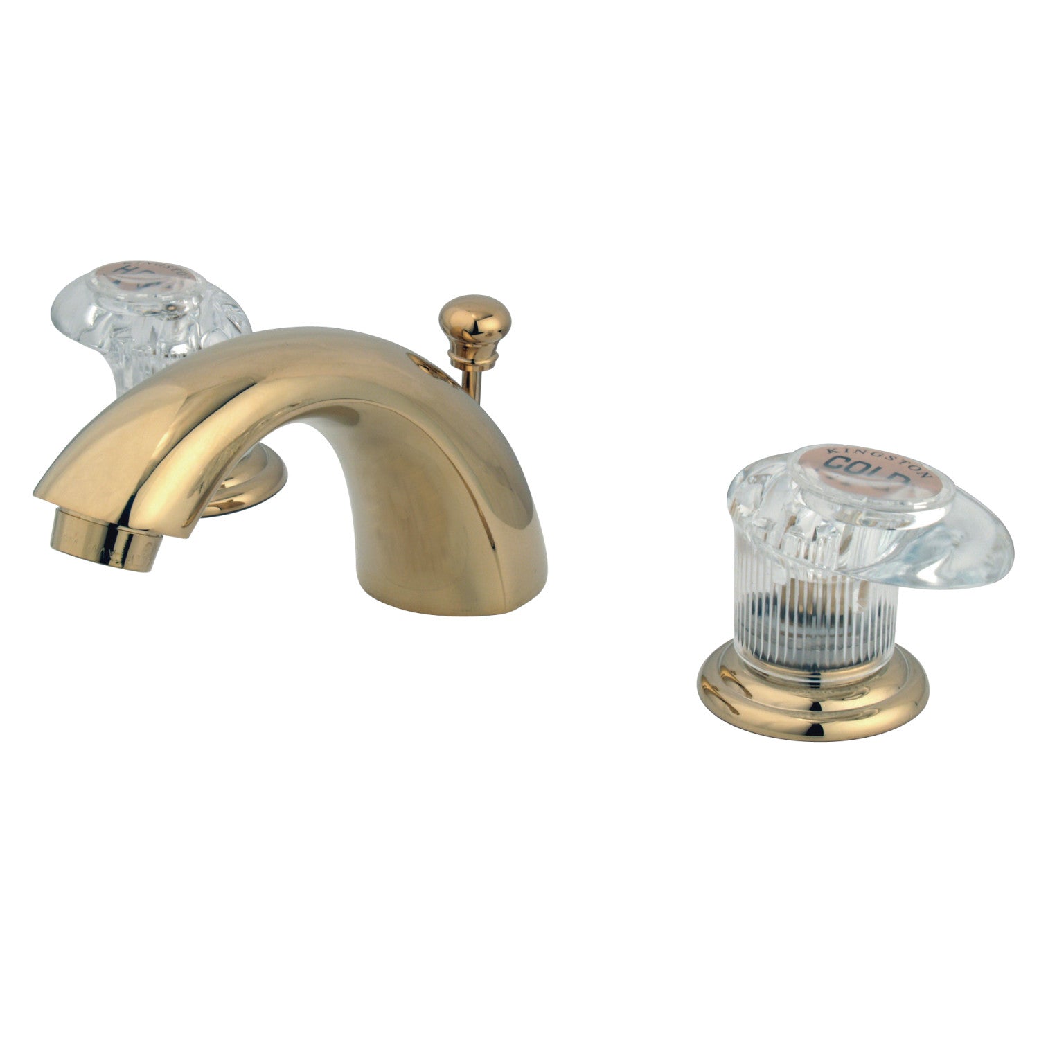 Kingston Tulare KB952ALL - Magellan Two-Handle 3-Hole Deck Mount Mini-Widespread Bathroom Faucet with Pop-Up Drain, Polished Brass — image 1